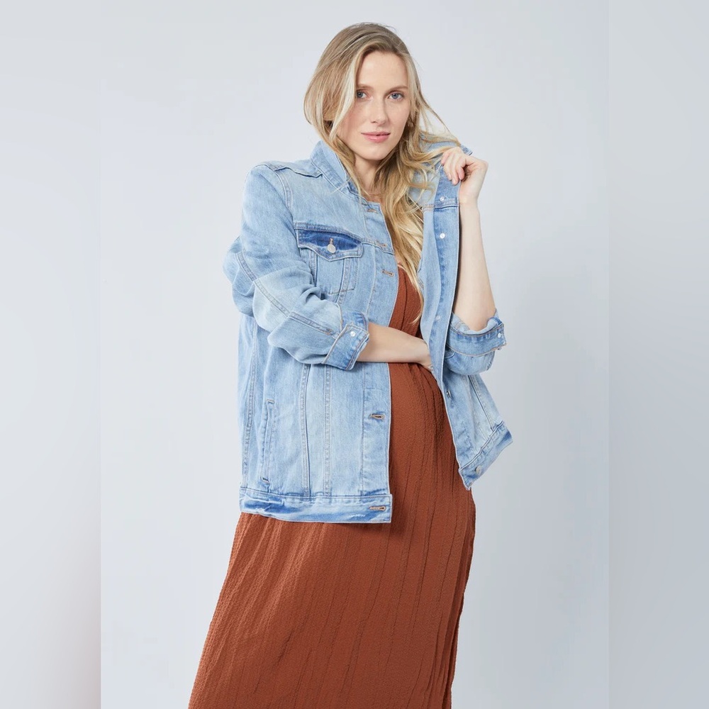 Long Sleeve Maternity Denim Jacket - Isabel Maternity by Ingrid & Isabel - Picture 6 of 11
